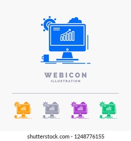 Analytics, chart, seo, web, Setting 5 Color Glyph Web Icon Template isolated on white. Vector illustration