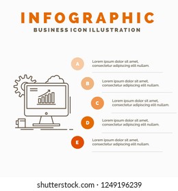 Analytics, chart, seo, web, Setting Infographics Template for Website and Presentation. Line Gray icon with Orange infographic style vector illustration