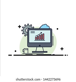 Analytics, chart, seo, web, Setting Flat Color Icon Vector
