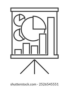 Analytics charts board icon in bold line. Analysis symbol for business report decoration