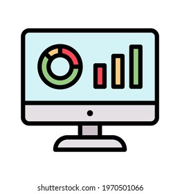 Analytics, computer, montoring icon vector image. Can also be used for Web Marketing. Suitable for use on web apps, mobile apps and print media.