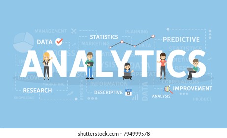 Analytics concept illustration. Idea of analysis, data and information.