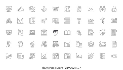 Analytische Konzeptgrafik, Linearsymbole, Zeilensatz, Vektorgrafik