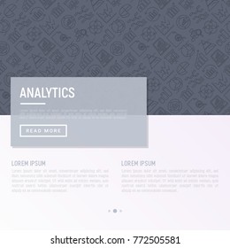 Analytics concept with thin line icons: diagram, chart, statistics, pyramid, business analysis. Modern vector illustration for banner, web page, print media. 