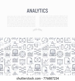 Analytics concept with thin line icons: diagram, chart, statistics, pyramid, business analysis. Modern vector illustration for banner, web page, print media. 