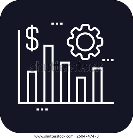 Analytics crisis management icon with black filled line outline style. optimization, statistic, infographic, isolated, research, background, graphic. Vector Illustration