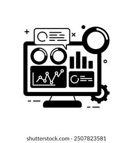 Analytics Dashboard Glyph Icon, Vector illustration