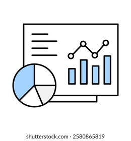 Analytics Dashboard – Graph and Pie Chart Icon Representing Data Analysis and Business Insights for Decision Making