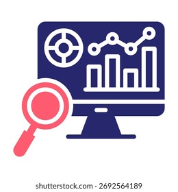 Analytics Dashboard Icon Color Fill Style Vector Illustration