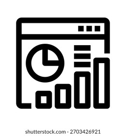 Analytics Dashboard Line Icon, Outline Symbol for Data Monitoring, Performance Insights, Metric Tracking, Business Reporting, and Operational Review. Vector Sign Icon.
