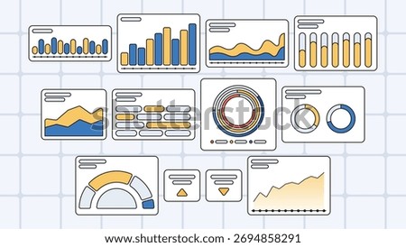 Analytics dashboard widgets set neobrutalism