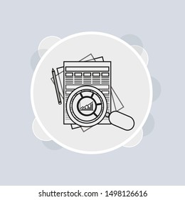 Analytics and data analysis with graphs and charts. Magnifying glass