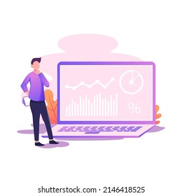 Analytics and data flat style illustration vector design