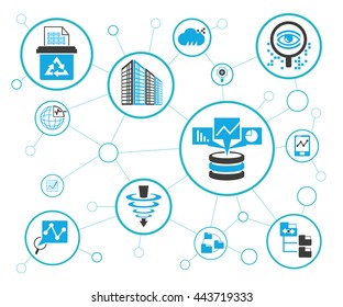 Analytics Data Icons Network Diagram On Stock Vector (Royalty Free ...