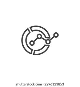Icono de línea de diagrama analítico. signo de estilo lineal para concepto móvil y diseño web. Icono de vector de esquema de diagrama circular. Símbolo, ilustración del logotipo. Gráficos vectoriales