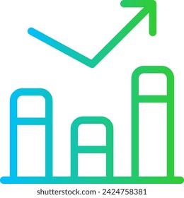 Analytics digital marketing icon with blue and green gradient outline style. business, computer, analytics, technology, finance, graph, data. Vector Illustration