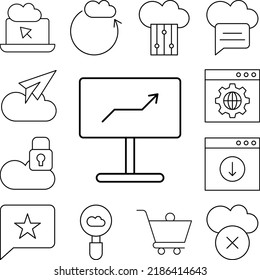 Analítico, mostrar, icono SEO en una colección con otros elementos