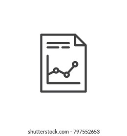 Analytics document file line icon, outline vector sign, linear style pictogram isolated on white. Symbol, logo illustration. Editable stroke