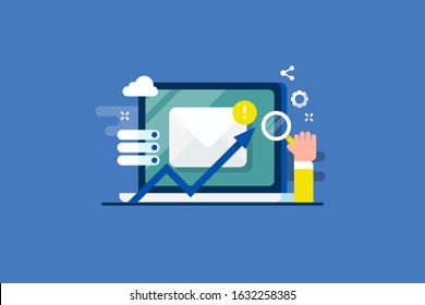 Analytics For Email Marketing, Email Campaign Monitoring, Tracking Email - Conceptual Vector Illustration With Icons