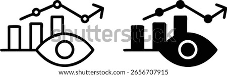 Analytics Eye Icon Set Black and White Outline Solid Vector for Data Visualization and Business Insight