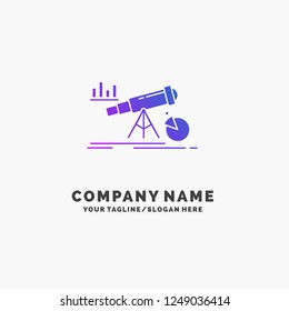 Analytics, finance, forecast, market, prediction Purple Business Logo Template. Place for Tagline.
