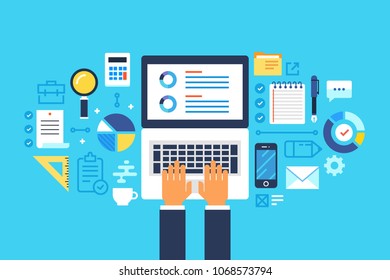 Analytics. Flat design modern vector illustration concept.