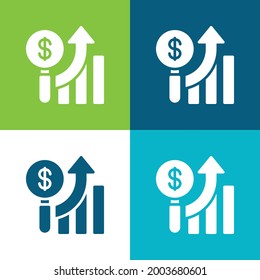 Analytics Flat Vier-Farben-Minimal-Icon-Set