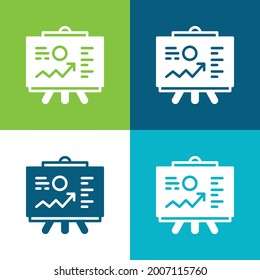 Analytics Flat four color minimal icon set