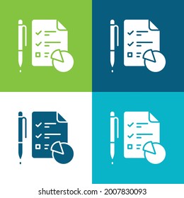 Analytics Flat four color minimal icon set
