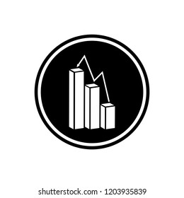 Analytics Flat Icon, graph with different columns, positive business 