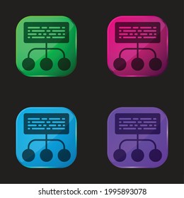 Analytics four color glass button icon