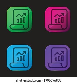 Analytics four color glass button icon