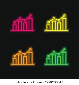 Analytics four color glowing neon vector icon