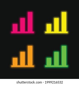 Analítico icono de vector de neón brillante de cuatro colores