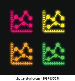Analytics four color glowing neon vector icon