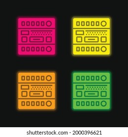 Analítico icono de vector de neón brillante de cuatro colores