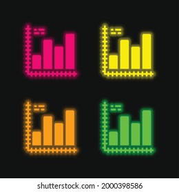 Analítico icono de vector de neón brillante de cuatro colores