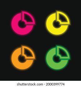 Analytics four color glowing neon vector icon