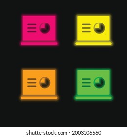 Analytics four color glowing neon vector icon