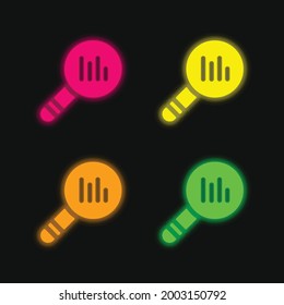 Analítico icono de vector de neón brillante de cuatro colores