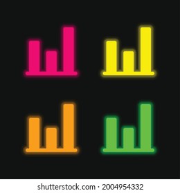 Analítico icono de vector de neón brillante de cuatro colores
