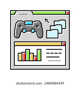analytics game development color icon vector. analytics game development sign. isolated symbol illustration