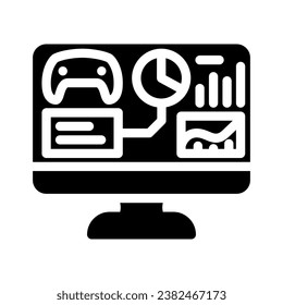 analytics game development glyph icon vector. analytics game development sign. isolated symbol illustration