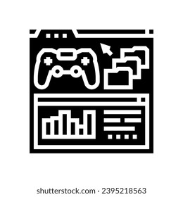 vector de icono de glifo de desarrollo de juegos analíticos. signo de desarrollo de juegos de análisis. ilustración de símbolo aislado