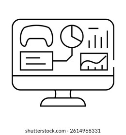 analytics game development line icon vector. analytics game development sign. isolated contour symbol black illustration