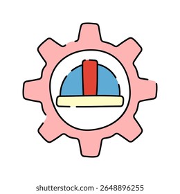 Analytics Gear Doodle style, gear with chart representing data analysis or technical role in creative workflow, useful for UX design, web analytics, or dashboard concepts.