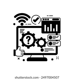 Analytics Glyph Icon, Vector illustration