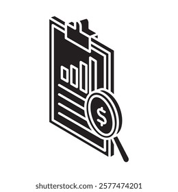 Analytics glyph isometric 3D. use for modern concept, print, UI, UX kit, web and app development. Vector EPS 10, related to education, business, finance, investment.