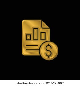 Analytics gold plated metalic icon or logo vector