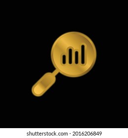 Analytics gold plated metalic icon or logo vector